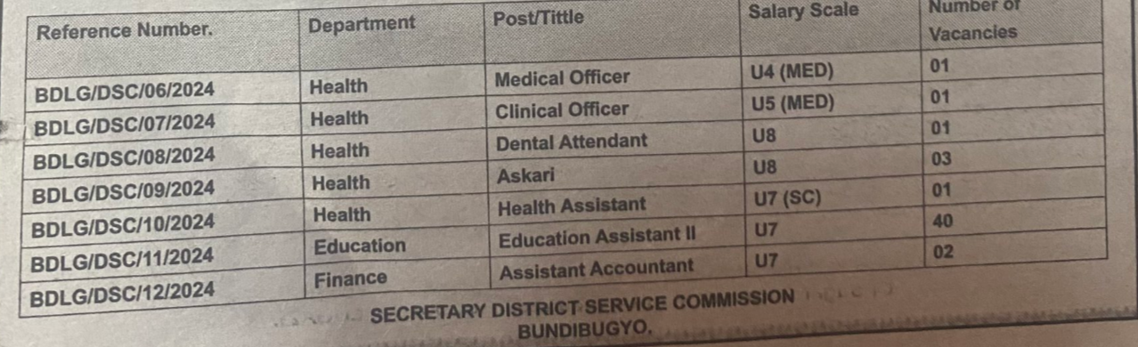 jobs at Bundibugyo District Local Government